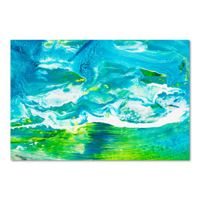 Encre bleue et verte abstraite - peinture sur toile