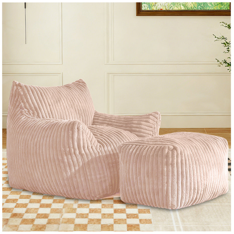 Canapé en suède avec repose-pieds - 5 zones de soutien et livraison compacte en boîte, Rose