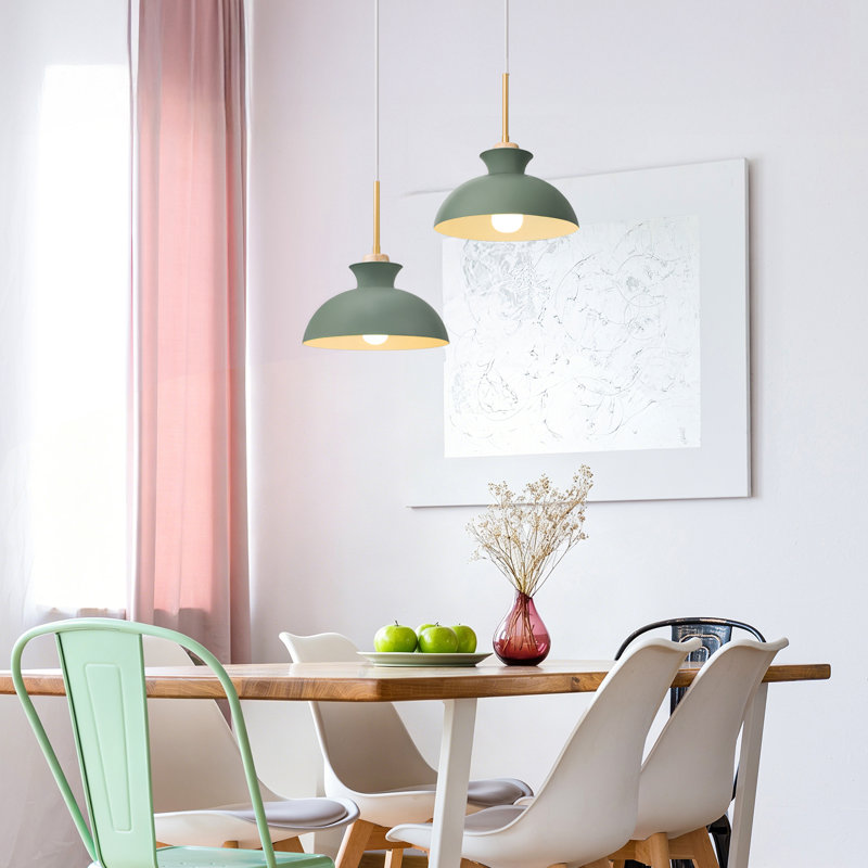 Luminaire suspendu simple Raih 1- avec abat-jour vert
