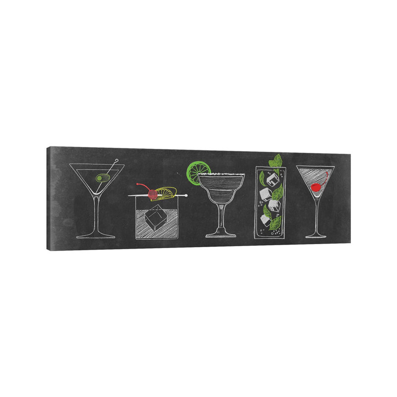Chalkboard Cocktails Collection VII by Grace Popp - Wrapped Canvas Panoramic Print, 30.48 cm H x 91.44 cm W x 1.91 cm D