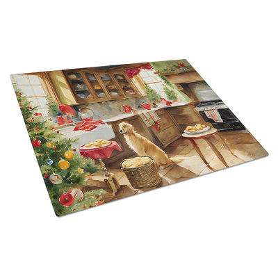 Golden Retriever Christmas Cookies Glass Cutting Board
