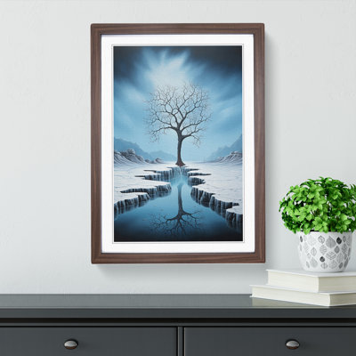 Winter Landscape Surrealism - Single Picture Frame Print on Wood
