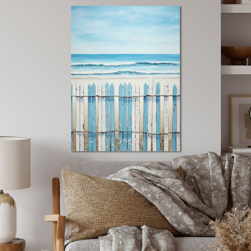 Minimalisme, clôture de plage - décoration murale nautique et plage en métal, H 32 po x l 16 po x P 1 po