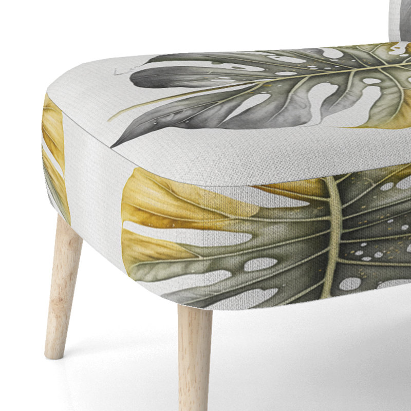 Moorton - Chaise d'appoint rembourrée et fauteuil tropical, Jaune/blanc