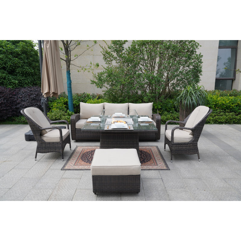 Alide 6 - Person Patio Conversation Set with Cushions