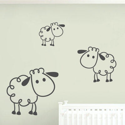 Ensemble de 3 décalcomanies murales pour moutons