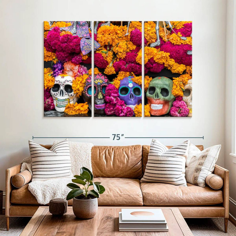 Lelend Flowers And Sugar Skulls, 42" H x 65" W
