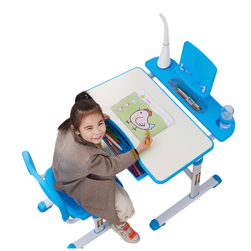 Bureau et chaise d'enfant multifonctionnels réglables, Bleu