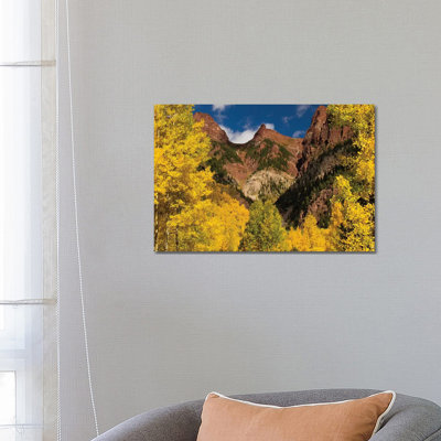 Autumn Trees on Mountain, Maroon Bells, Maroon Creek Valley, Aspen, Pitkin County, Colorado, USA II 1 Piece Wrapped Canvas Wall Art