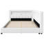 Lit plateforme double tapissier double avec ports USB et ceinture lumineuse à DEL, lit multifonctionnel pour enfants, blanc-2081656200-2081656203