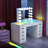 Makeup Vanity Set With Vanity Jewelry Organizer Mirror  Hd Glass Top Built-in Rgb Light Strips Large 13 Drawers