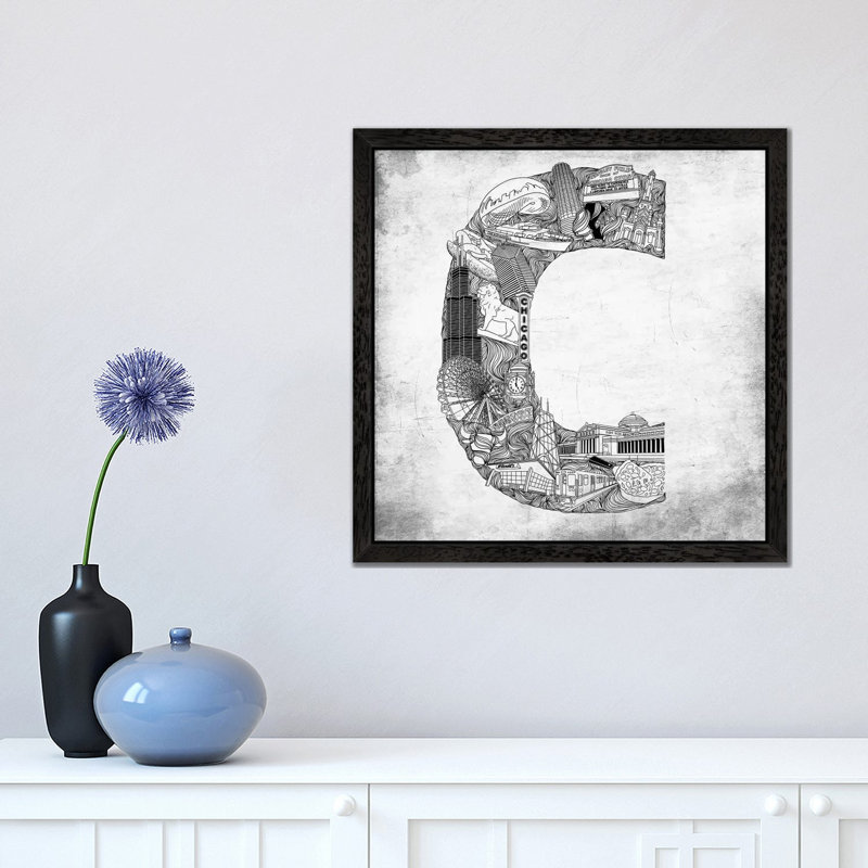 Chicago - Print on Canvas, 93.98 cm H x 93.98 cm W, Black Floater Framed