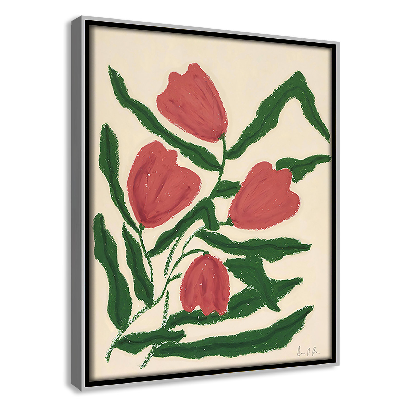Red Tulips  Print by Camilla Bergqvist, Silver, 11.5" H x 9.5" W