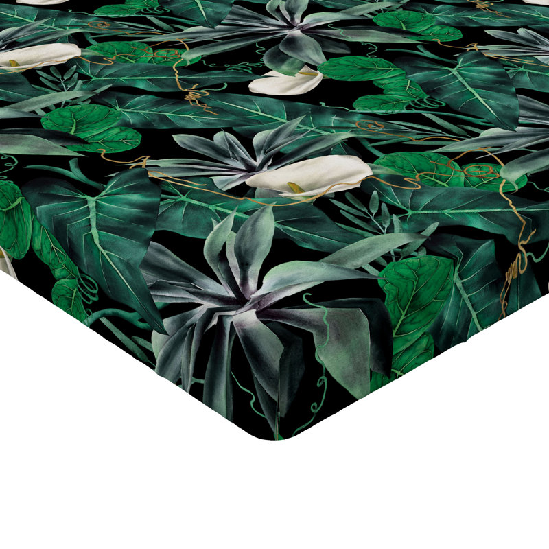 Drap-housse Ambesonne, Drap-housse de taille simple, Vert fougère, vert jade / floral
