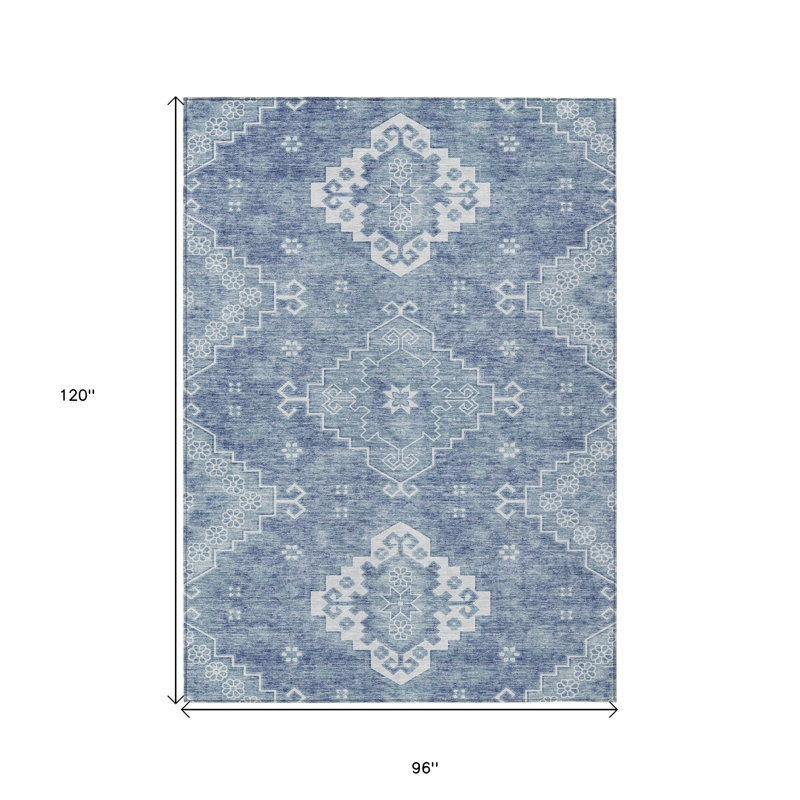 Tapis intérieur lavable 8 pi x 10 pi bleu marine et bleu denim