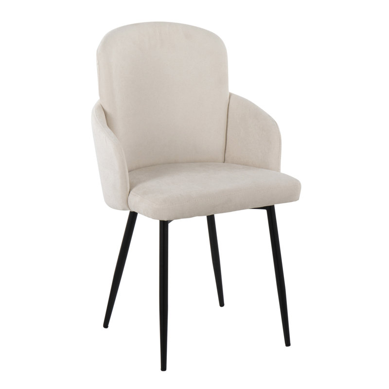 Jaquavia Fabric Upholstered Arm Chair in Cream, Fabric Cream, Black