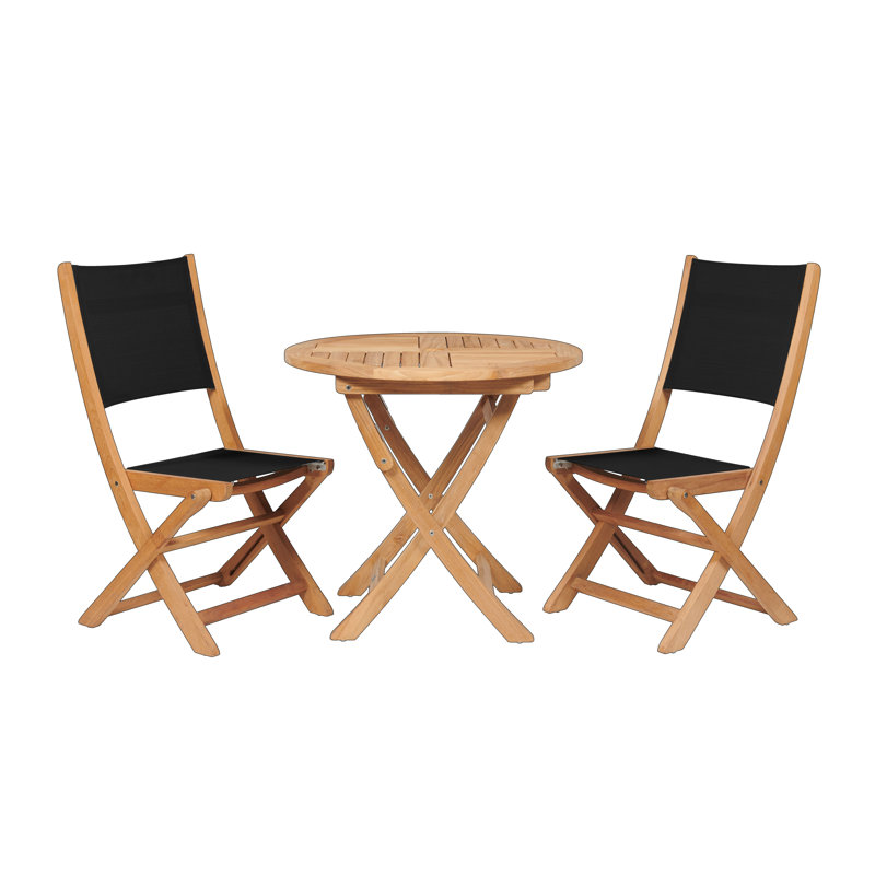 Stella Teak 3 Piece Bistro Set, Black