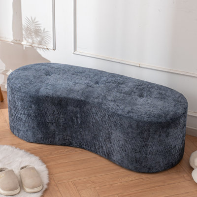 51-Inch Tufted Chenille Curved Accent Bench For Bedroom or Dinning room Living room,Compression Bench