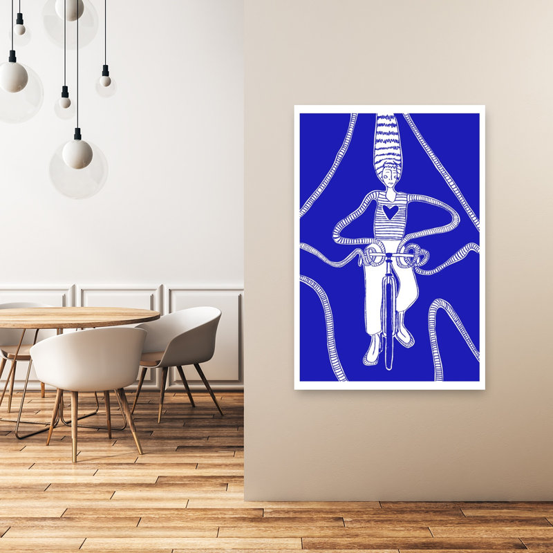 «Dreamy Blue Bike Ride Abstract Dreamy», reproduction d'art mural, 48" H x 32" W