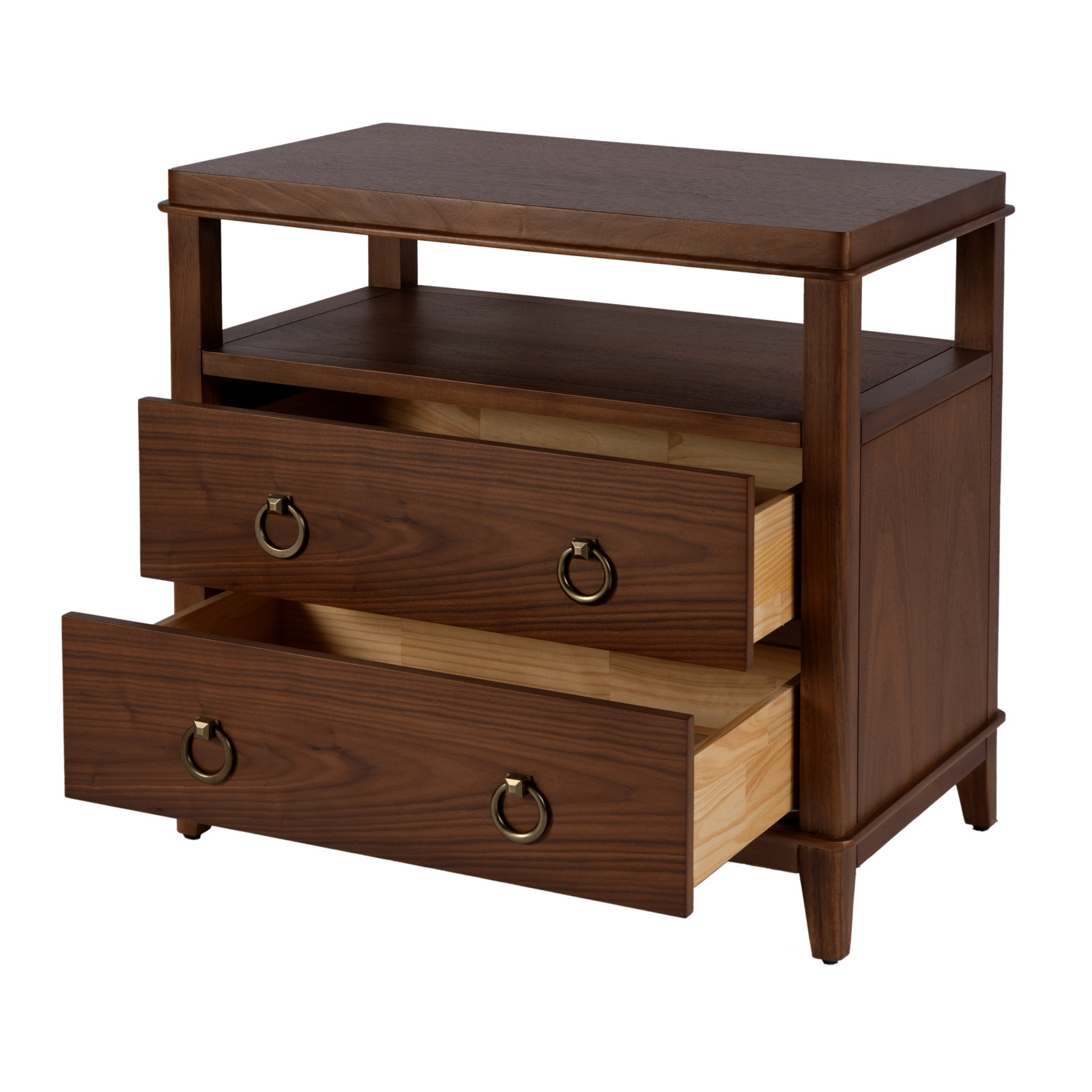 2-Drawer Acacia Nightstand, Brown