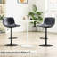 Tabourets de bar réglables, de 2, moderne Mid-Century, cuir de polyuréthane bleu, industriel, support arrière pivotant, comptoir de cuisine, base de 17,3 pouces, supports de 350 lb, salle à manger polyvalente, lb