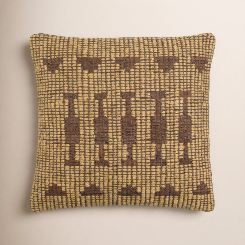 Twareg Geometric Jute Reversible Pillow Cover, 18"H x 18"W