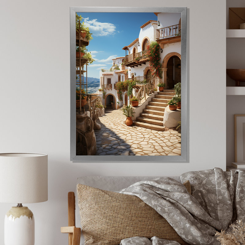 Espagne Espagne Village III - impression, Cadre photo argenté, H 40 po x l 30 po x P 1,5 po