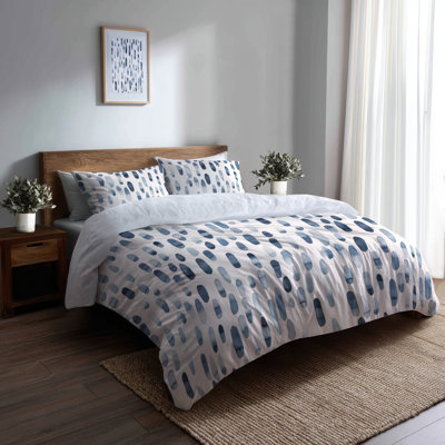 Abstract Comforter Set 6 Pcs - Modern Dash Flow Silver Blue Comforter Bedding Set