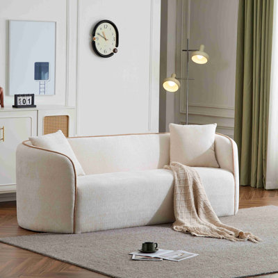 Contemporary Indoor Sofa, Coral 82 Inch Curved Sofa With Thick Cushions And Sturdy Frame For Elegant Living Spaces
