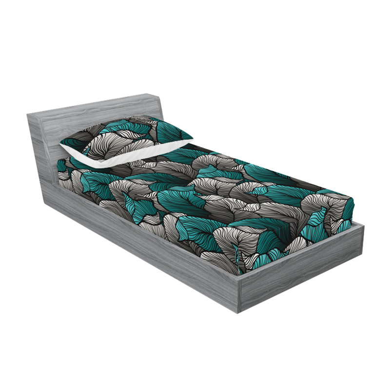 Drap-housse et taie décorative Ambesonne, Ensemble de draps pour lit simple avec 1 taie d'or