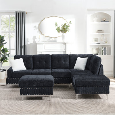Right-Facing Chaise,L Shape Modular Sectional Sofa,Enjoy Improved Lumbar Support,Compressed Sectional Sofa Modern Minimalist Style Corduroy Couch,Unfold Into A Bed, Bedroom, Comfy Compressed Sofa