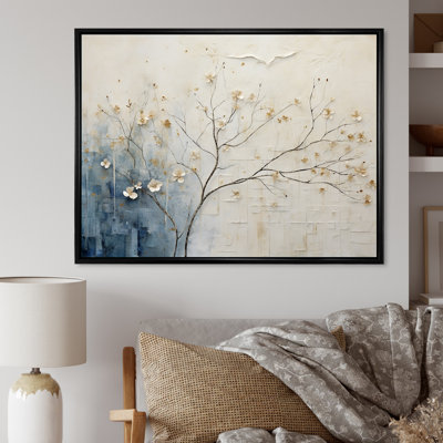 Minimalisme beige et bleu campagne - campagne encadrée, art mural