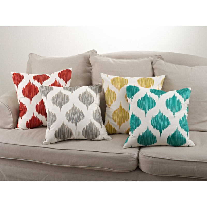 Cotton Down Geometric Throw Pillow, Mustard