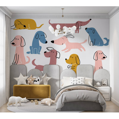 Premium Wallpaper Wall Mural - Cartoon Dogs
