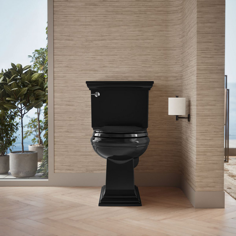 Memoirs® Stately Comfort Height 1.28 gpf Two-piece Round-front Toilet, Black, Left-Hand