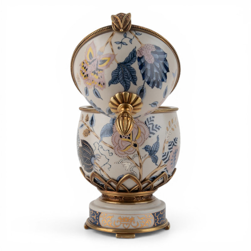 Porcelain Egg Shaped Hinged Box