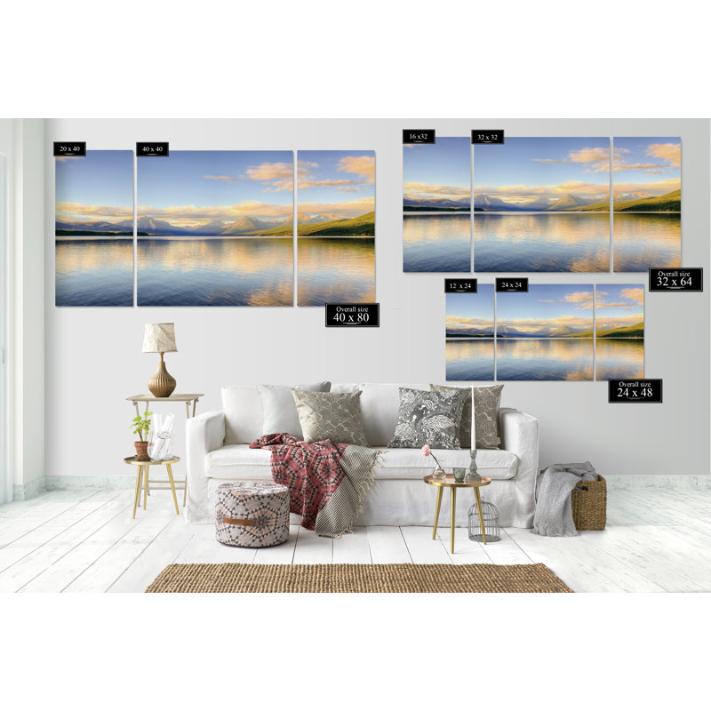A Premium Lake McDonald-image à pièces multiples sur toile, H 40 po x l 80 po x P 1,5 po