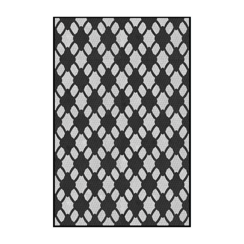 Tapis noir/blanc à motifs, Rectangle 2 pi x 5 pi