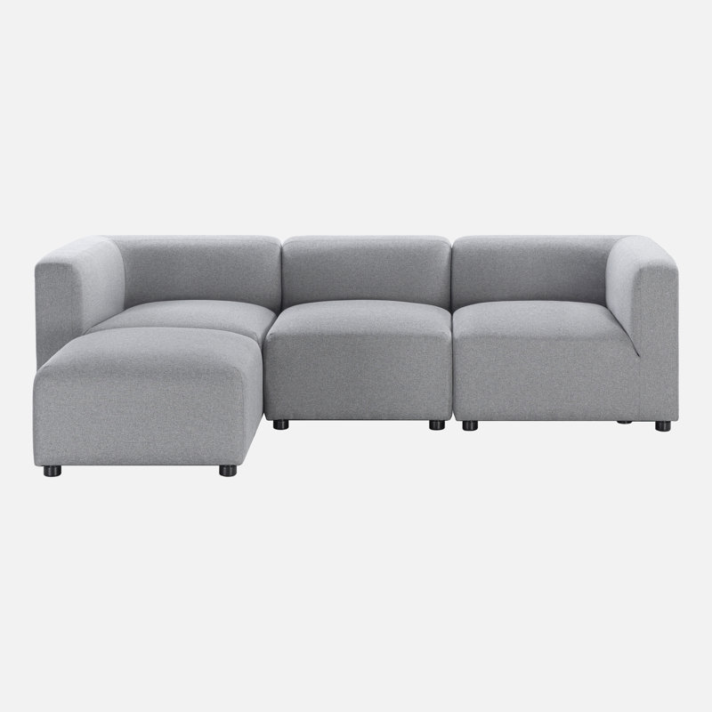 Canapé modulaire 4 pièces Luca, Polyester gris