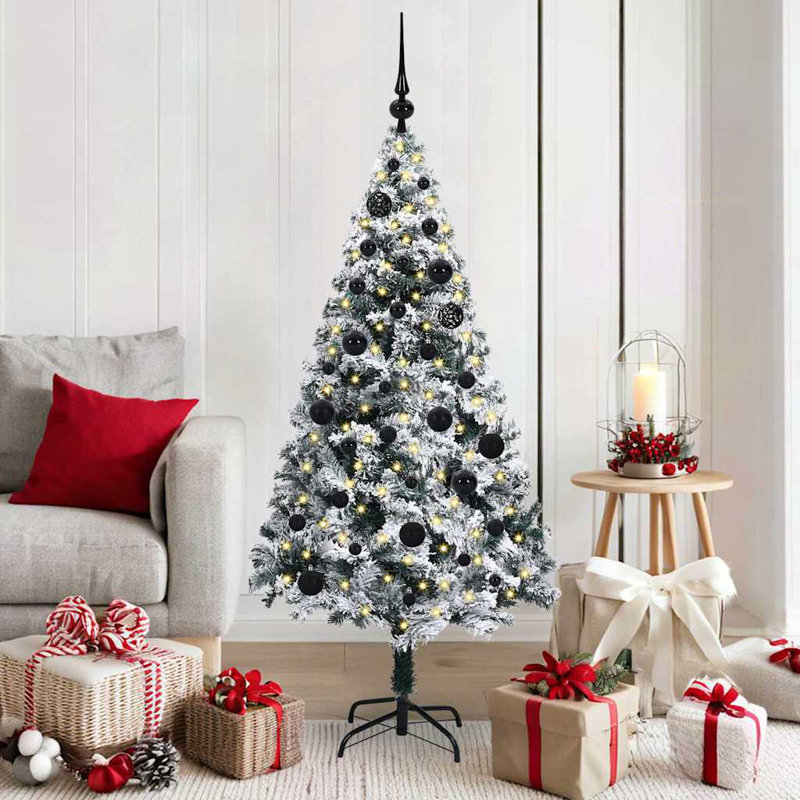  Artificial Christmas Tree with 150 LEDs with Stand Green 150 cm, Black