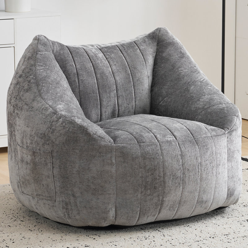 Giant Bean Bag Chair For Adults, Grey Chenille