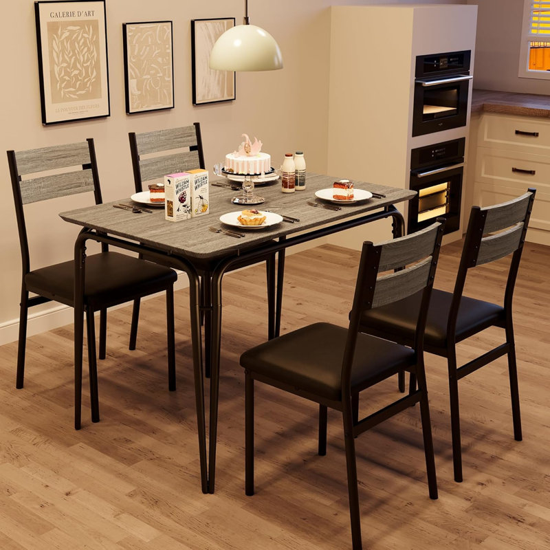 Dining Table For 4, Small Table And Chairs Set Of 4, Square Dinette Set For 4, Dinner Table Set, 5 Piece Kitchen & Dining Room Sets For Small Space
