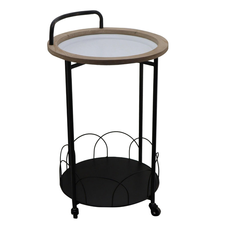 VIP Metal 29.88 in. Multicolor Bar Cart Round with Ball Legs