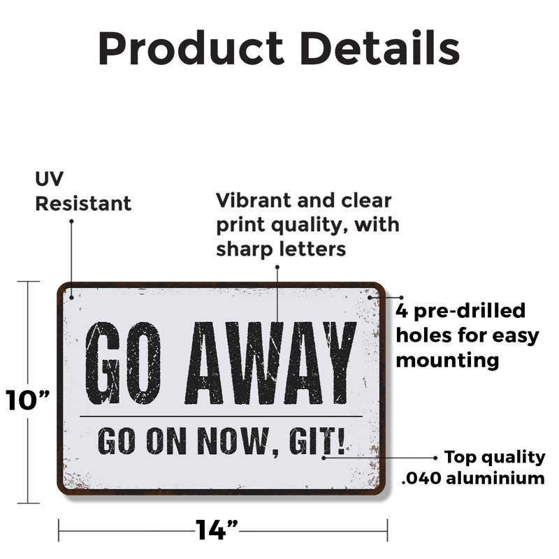 Enseigne Go Go Go Now 10 Go x 14 po, H 10 po x l 14 po x P 0,1 po