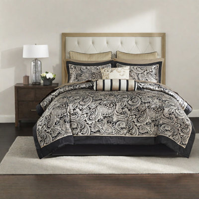Ensemble de literie élégant 12 pièces, draps en coton de qualité supérieure, motif cachemire moderne pour Cal King