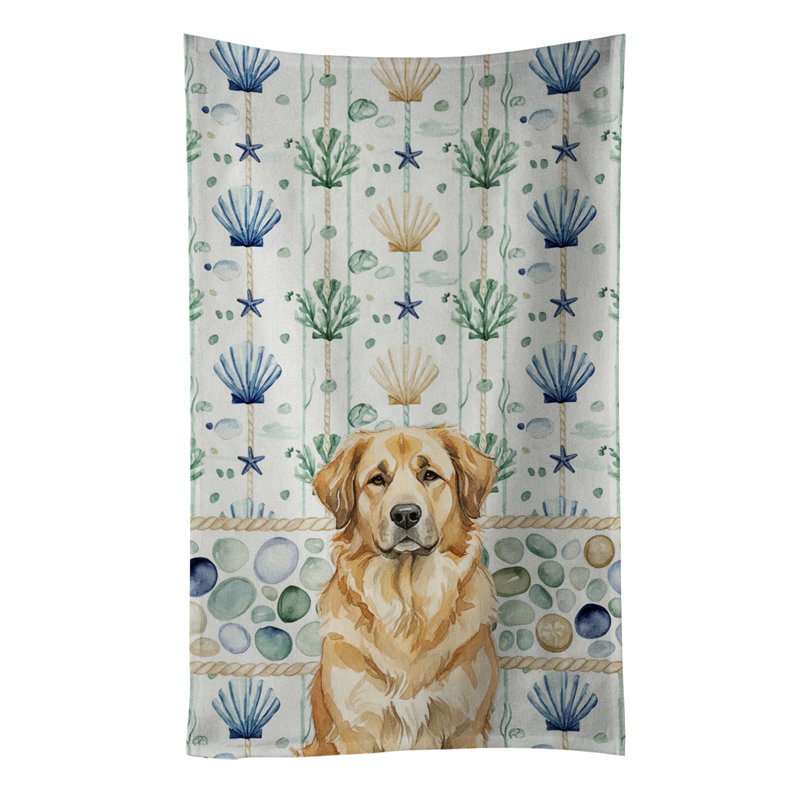 Sandy Leonberger Coastal Sea Glass Kitchen Towel, Sandy Leonberger