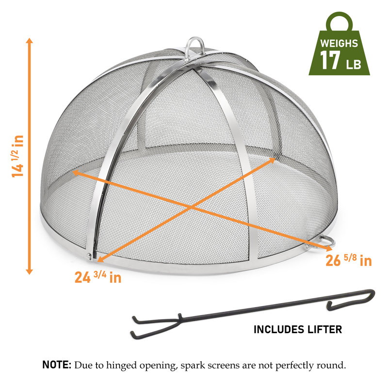 Pare-étincelles en acier inoxydable pour foyer, H 14,5 po x l 24 po x P 24 po