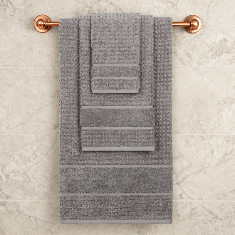  Zero-Twist Cotton Towel Set - Honeycomb Waffle Texture - Quick-Dry, Charcoal