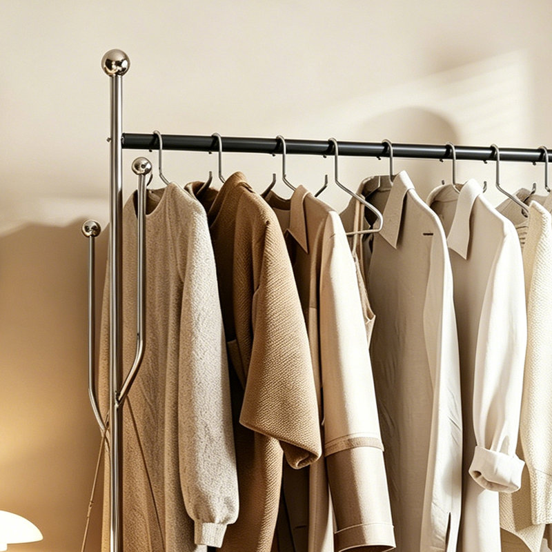 Modern Leather Coat Rack with Shelf, Black