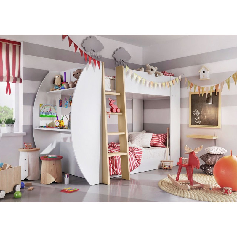 Gail European Single (90 X 200 Cm) Bunk Bed with Storage Included with Built-in Ladder Included